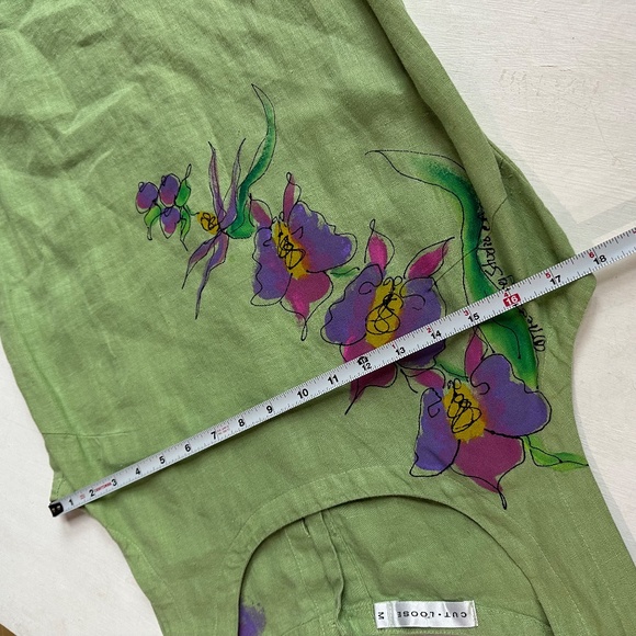 Cut Loose Green Linen Floral Maxi Dress - Picture 6 of 7